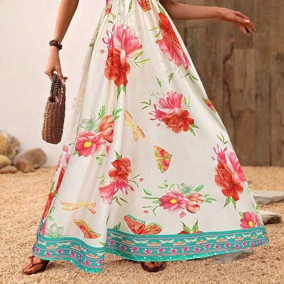 Apricot Boho Women's Wrap Backless Dress - Picture 3 of 3